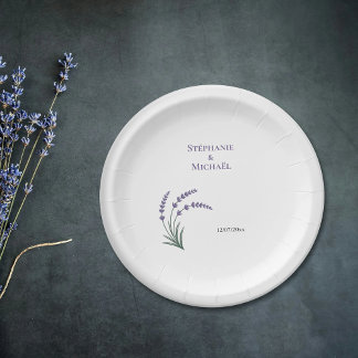 Simple Lavender Wedding Paper Plate