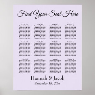 Simple Lavender Wedding Reception Seating Chart