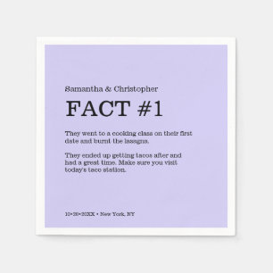 Simple lavender White Wedding Fact Napkin