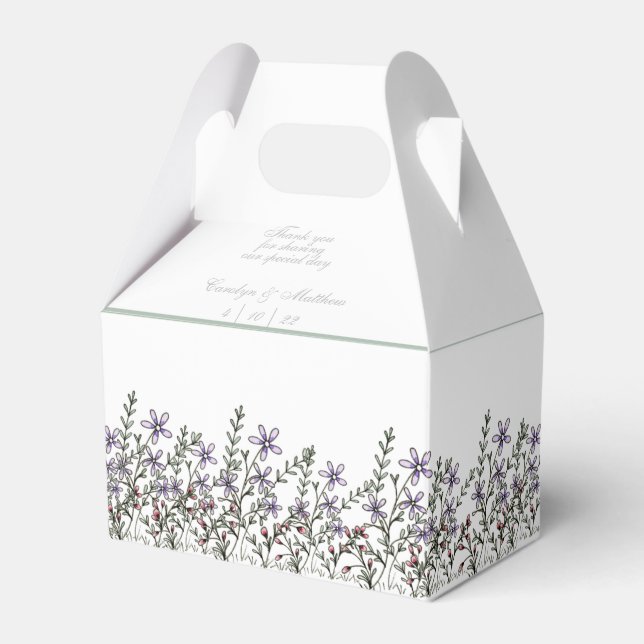 Simple Lavender Wildflower Wedding Favour Box (Front Side)