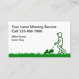 Simple Lawn Mowing Green Grass Business Card