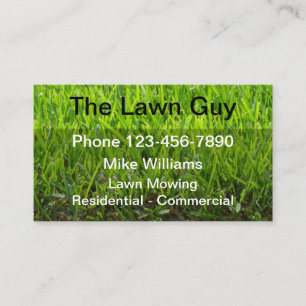 Simple Lawn Mowing Green Grass Business Card