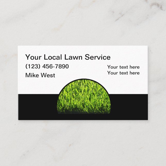 Simple Lawn Services Modern Business Cards (Front)