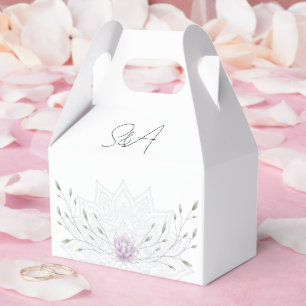 Simple Leaf and Pink Lotus with Mandala Wedding Favour Box