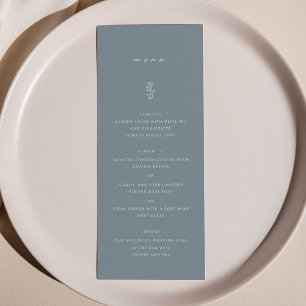 Simple Leaf Dusty Blue Wedding Dinner Menu