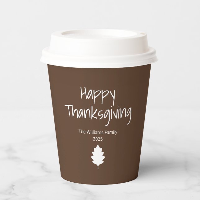 Simple Leaf Modern Family Thanksgiving Paper Cups (Front)