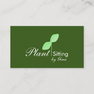 Simple Leaf Plant Sitting Logo Business Card