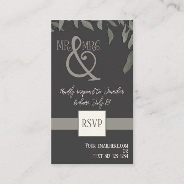 Simple Leaves Elegant Inspirivity Wedding rsvp  Enclosure Card (Front)