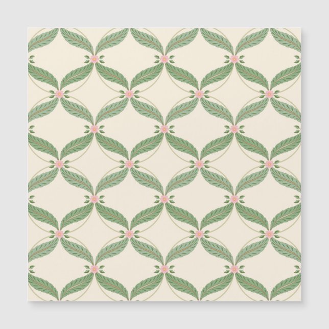 Simple Leaves Flowers Grid Pattern (Front)