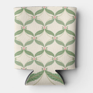 Simple Leaves Flowers Grid Pattern Can Cooler