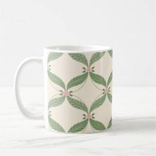 Simple Leaves Flowers Grid Pattern Coffee Mug