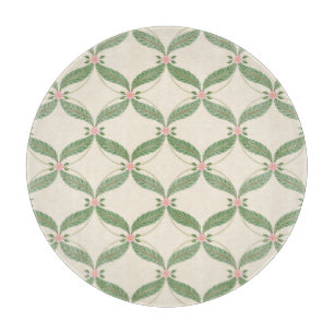 Simple Leaves Flowers Grid Pattern Cutting Board