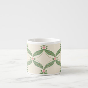 Simple Leaves Flowers Grid Pattern Espresso Cup