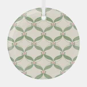 Simple Leaves Flowers Grid Pattern Glass Tree Decoration