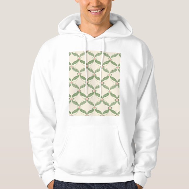 Simple Leaves Flowers Grid Pattern Hoodie (Front)