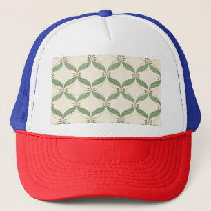 Simple Leaves Flowers Grid Pattern Trucker Hat