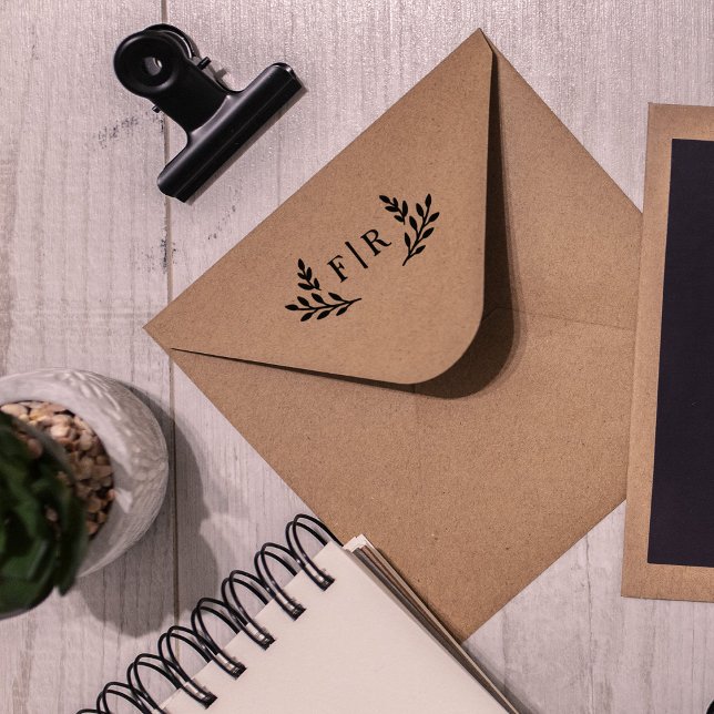 Simple Leaves Monogram  Rubber Stamp (Creator Uploaded)