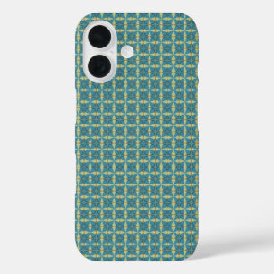 Simple leaves pattern in blue iPhone 16 case