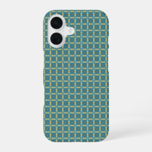 Simple leaves pattern in blue iPhone 16 case