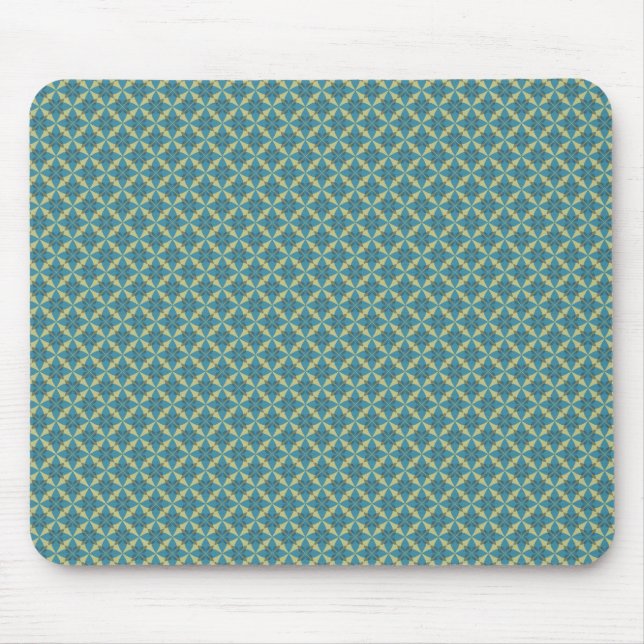 Simple leaves pattern in blue mouse mat (Front)