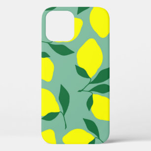 Simple Lemon, Green Background Print. iPhone 12 Case