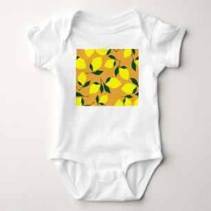 Simple lemon pattern, orange background. baby bodysuit