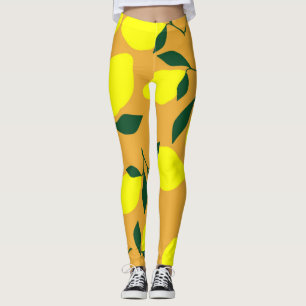 Simple lemon pattern, orange background. leggings