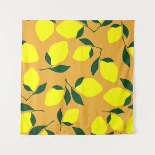Simple lemon pattern, orange background. tapestry