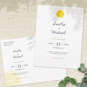 Simple Lemon Save the Date Announcement Postcard
