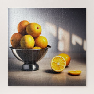 Simple Lemons in Bowl. Bright Kitchen. Citrus Jigsaw Puzzle