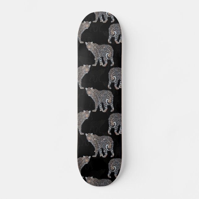 Simple Leopard Animal Black Pattern Skateboard (Front)
