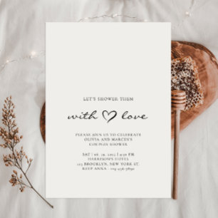 Simple Let's Shower Them With Love   Couple Shower Invitation