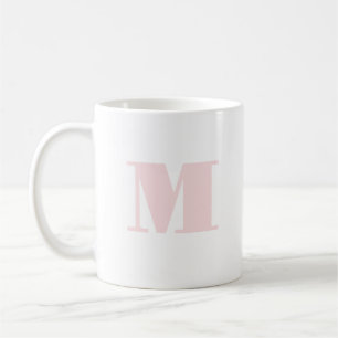 Simple Letter Initial Blush Pink Coffee Mug