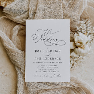 simple lettering black and white wedding invitation