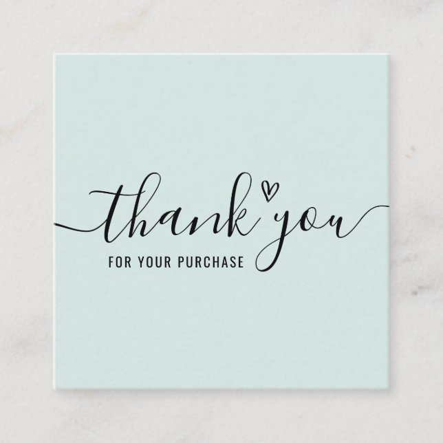 simple lettering thank you for your order square business card (Front)