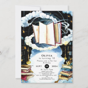 Simple Library Fairytale Storybook Birthday Invitation
