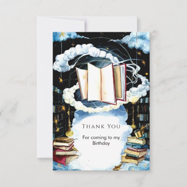Simple Library Fairytale Storybook Birthday Thank You Card (Front)