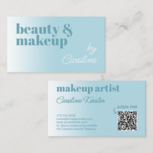 Simple Light Aqua Ocean Sky Blue White Calligraphy Business Card
