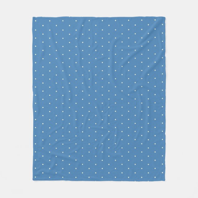 Simple Light Blue and Cream Polka Dot Pattern Fleece Blanket (Front)