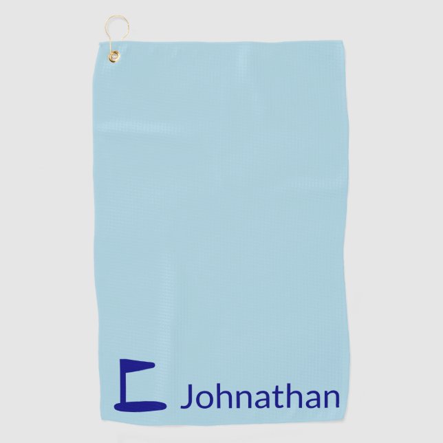 Simple Light Blue and Dark Blue Name Golf Flag Towel (Front)