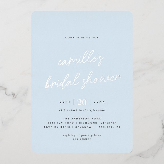  Simple Light Blue and Silver Casual Bridal Shower (Front)