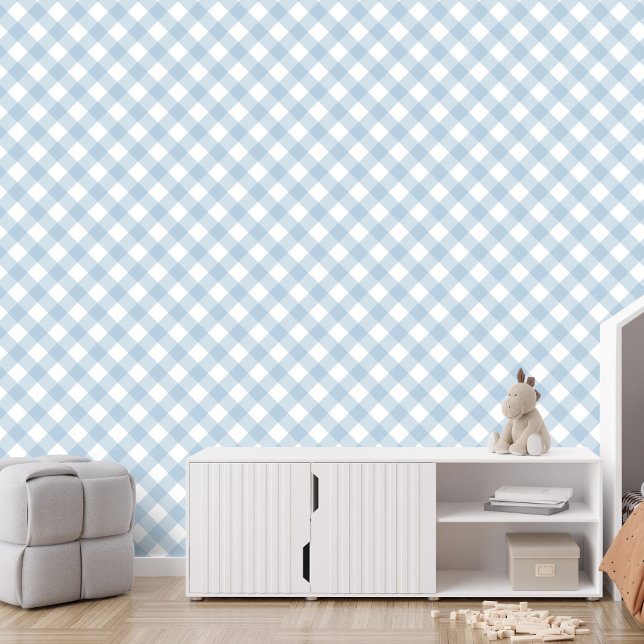 Simple light blue check gingham plaid wallpaper (Creator Uploaded)