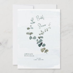 Simple Light Blue Eucalyptus Bridal Shower  Invitation