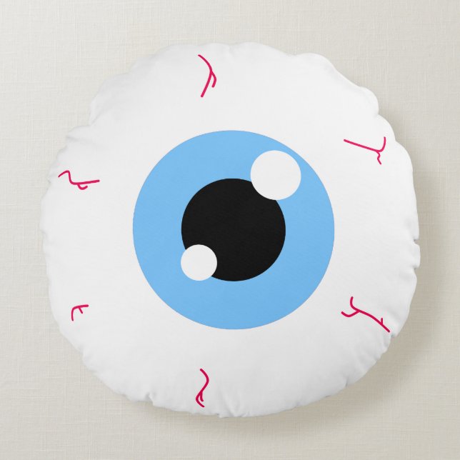Simple Light Blue Eyeball Round Cushion (Front)