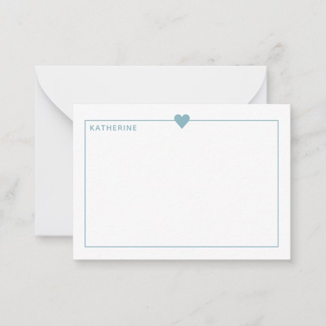 Simple Light Blue Heart Border Personalised Card (Front)
