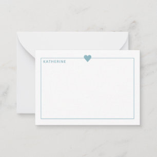Simple Light Blue Heart Border Personalised Card
