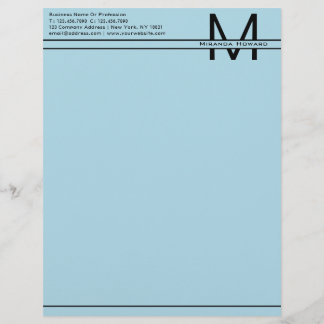 Simple Light Blue Minimalist Monogram Letterhead
