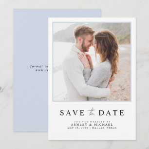 Simple Light Blue Modern Script Photo Wedding Save The Date