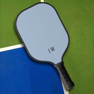 Simple Light Blue Monogram Initials Pickleball Paddle
