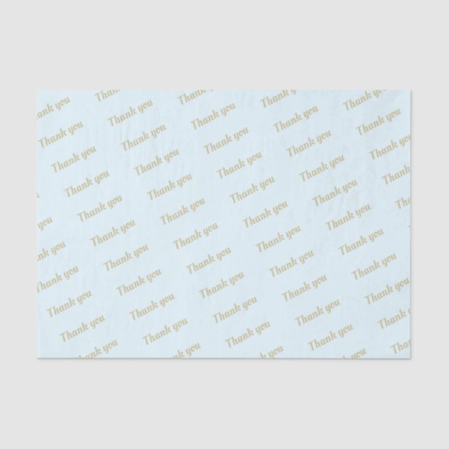 Simple Light Blue Thank You Gold Tissue Paper (Front)